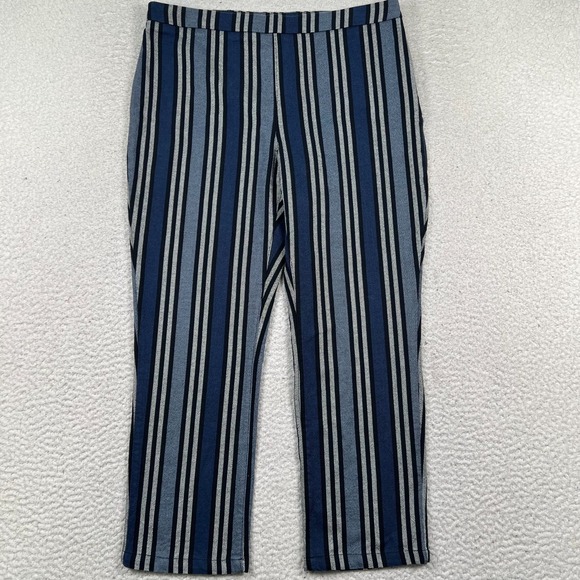 Free People Pants - Free People Navy and Light Gray Striped Cropped Pants Linen Blend